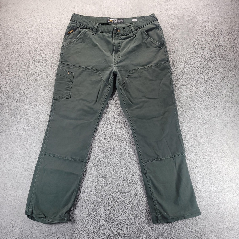 Ariat Rebar M4 Pants Mens 38x30 Green Relaxed Straight Canvas Carpenter Workwear